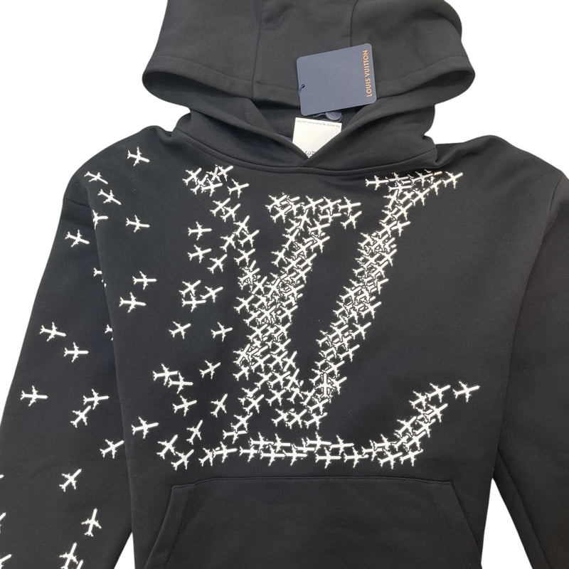Men's Lv Planes Hoodie Black Size M