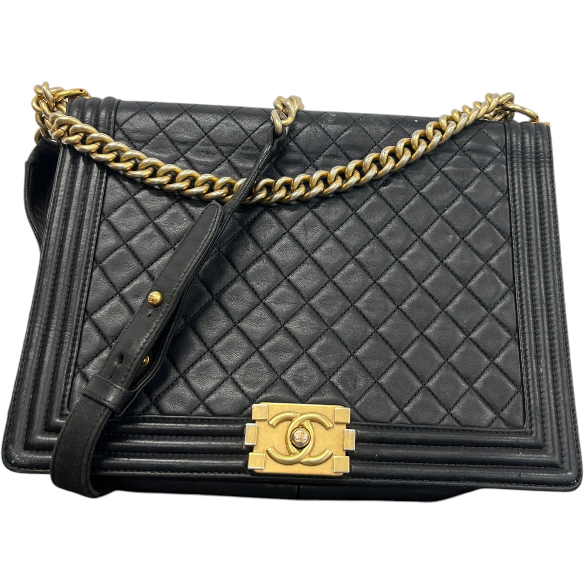 Women's Large Lambskin CC Boy Crossbody Bag Black - Photo 1