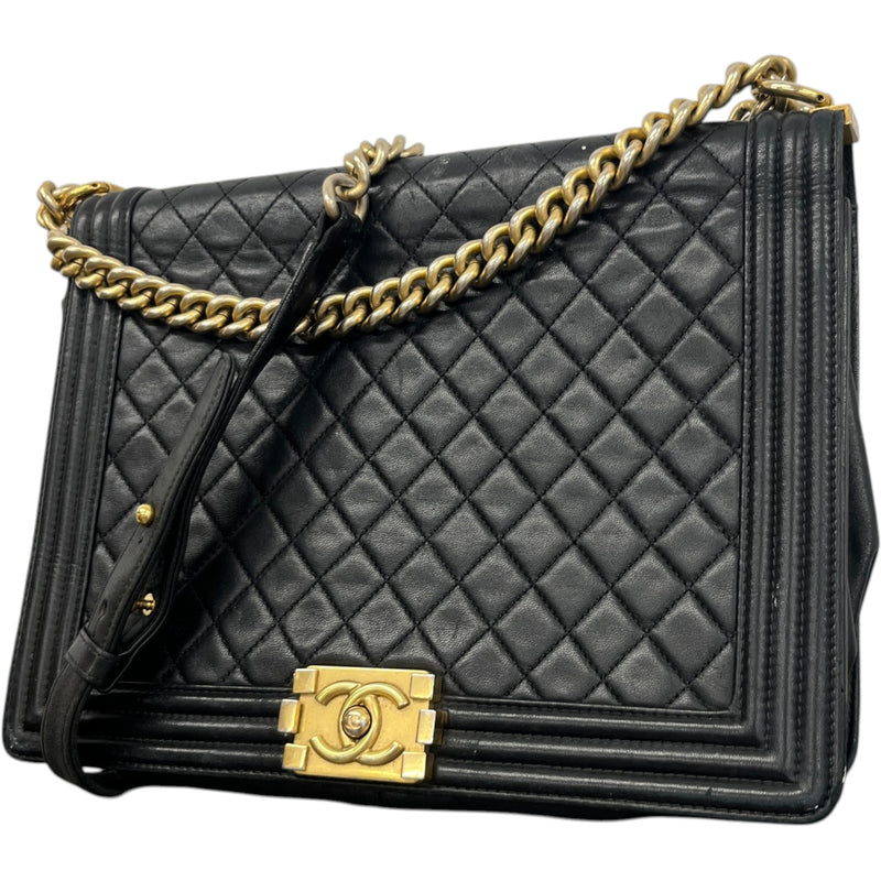 Women's Large Lambskin CC Boy Crossbody Bag Black