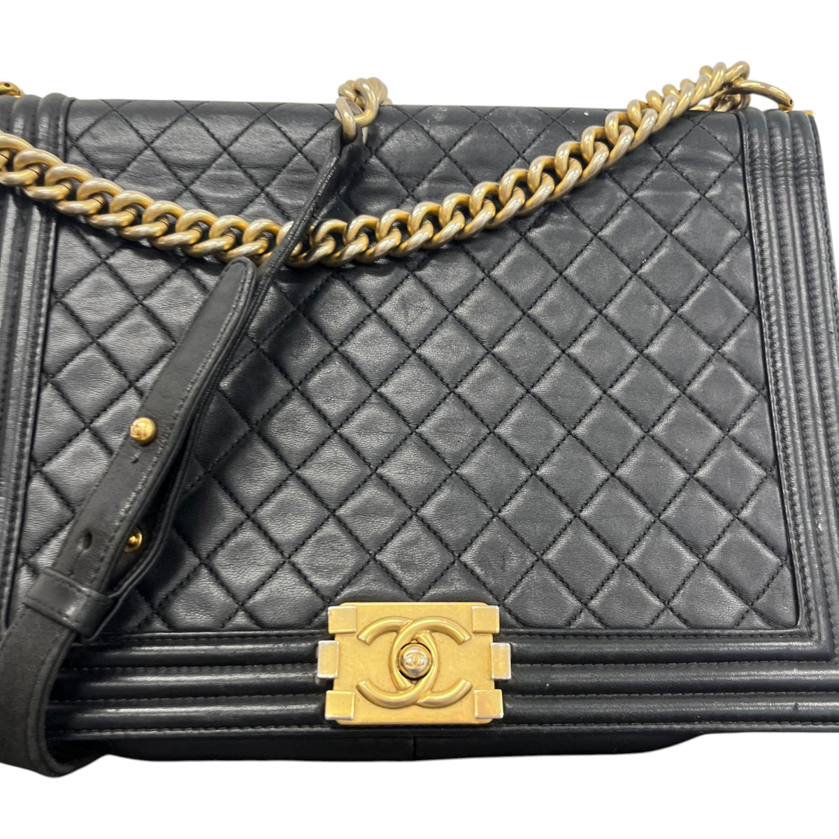 Women's Large Lambskin CC Boy Crossbody Bag Black - Photo 5