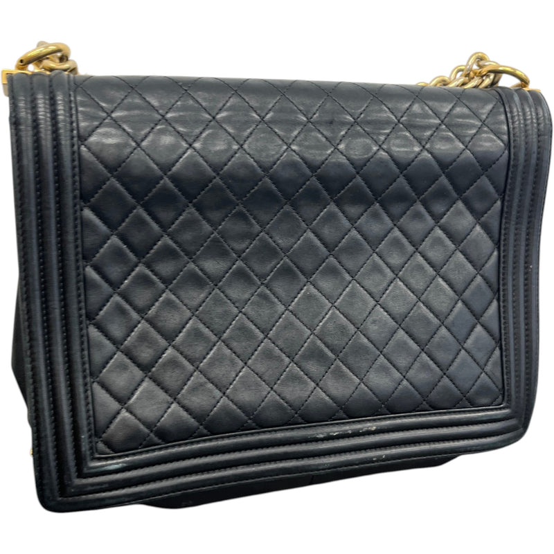 Women's Large Lambskin CC Boy Crossbody Bag Black