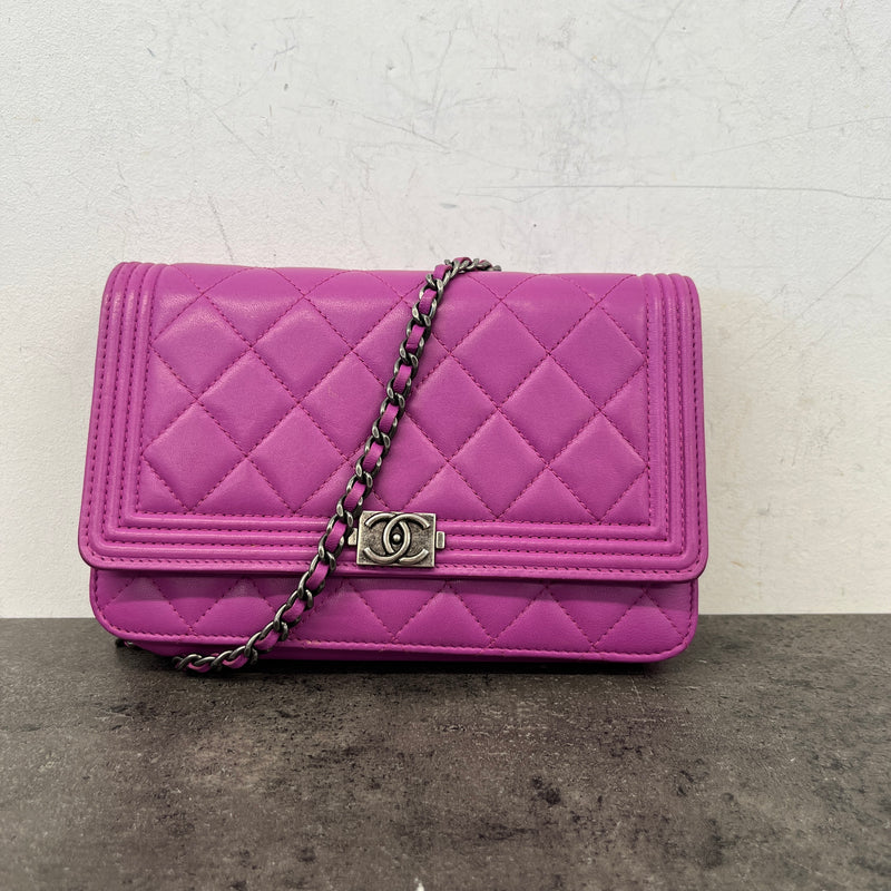 Women's Boy Wallet On Chain WOC Lambskin Bag Purple