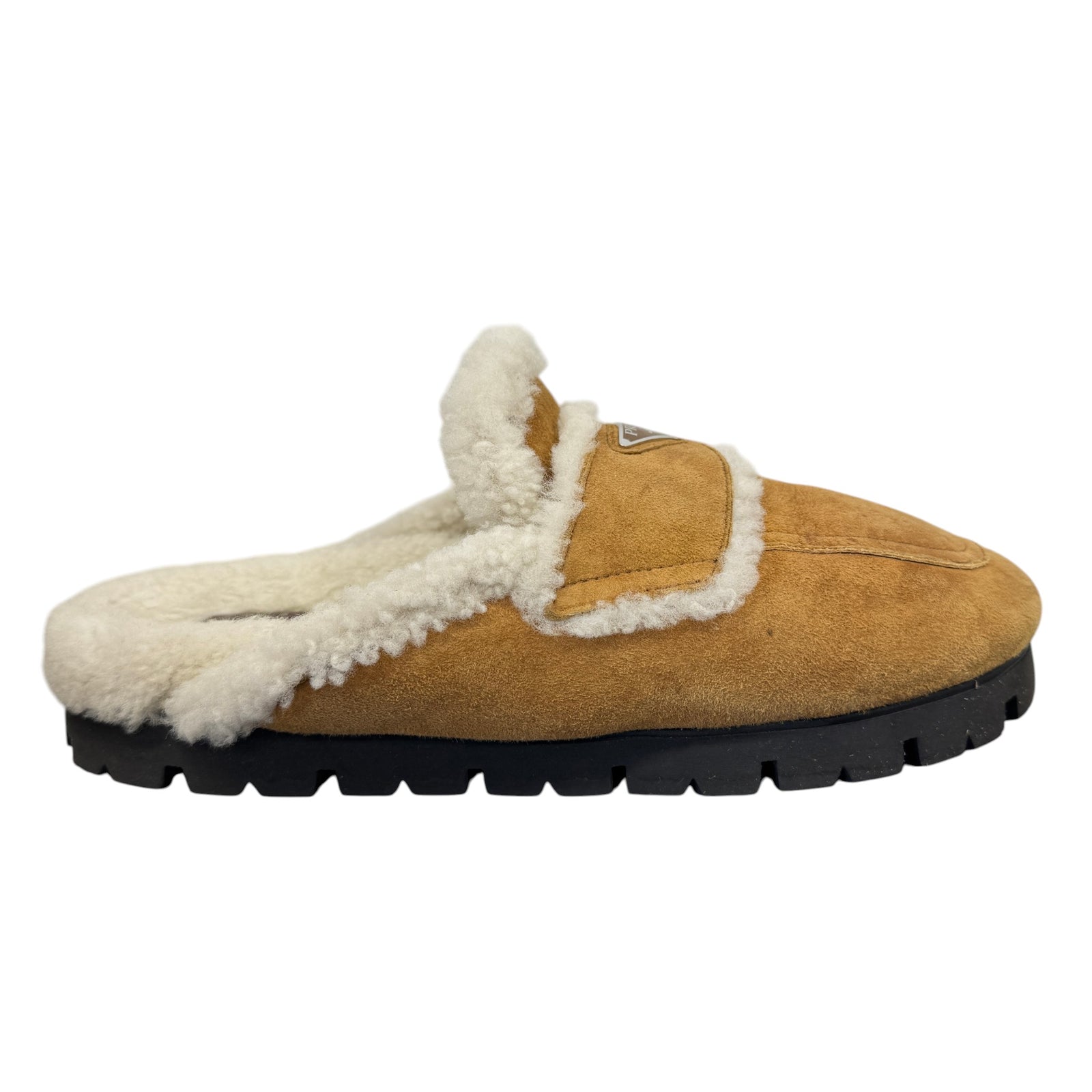Men's Suede Shearling-Lined Mules Beige Size EU 45 / UK 11 - Photo 1