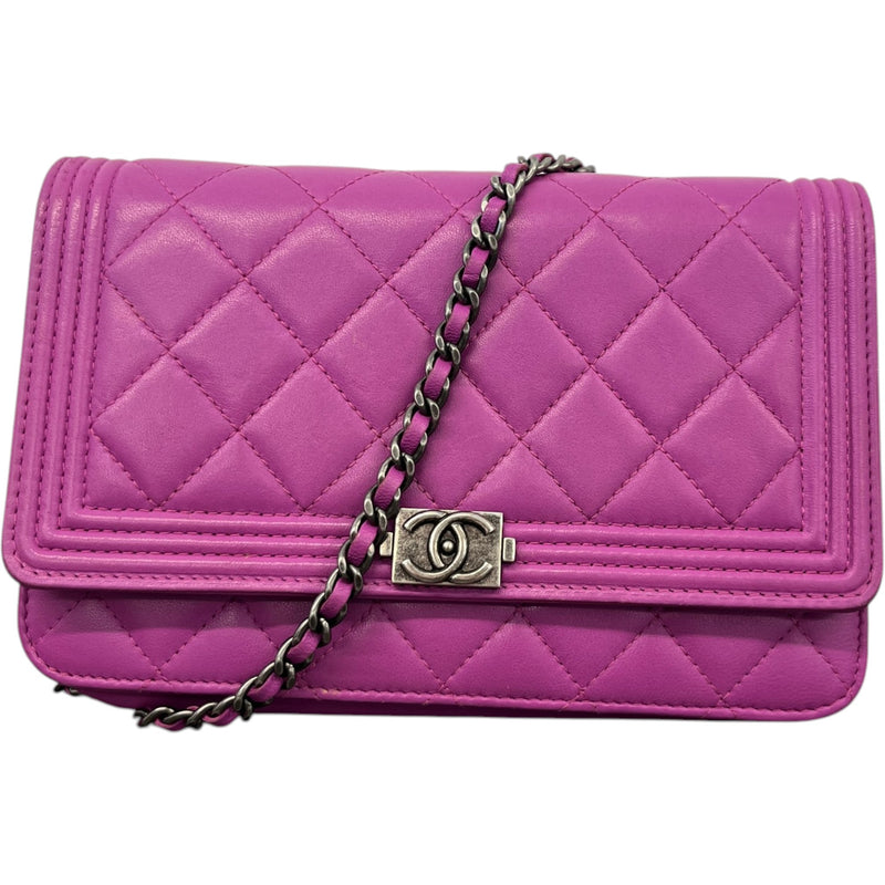 Women's Boy Wallet On Chain WOC Lambskin Bag Purple