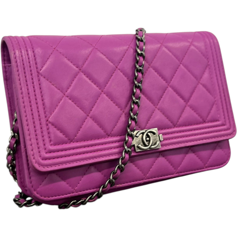 Women's Boy Wallet On Chain WOC Lambskin Bag Purple