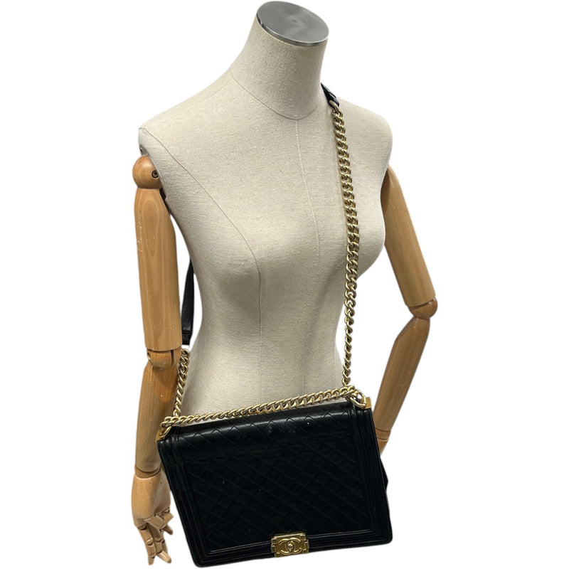 Women's Large Lambskin CC Boy Crossbody Bag Black
