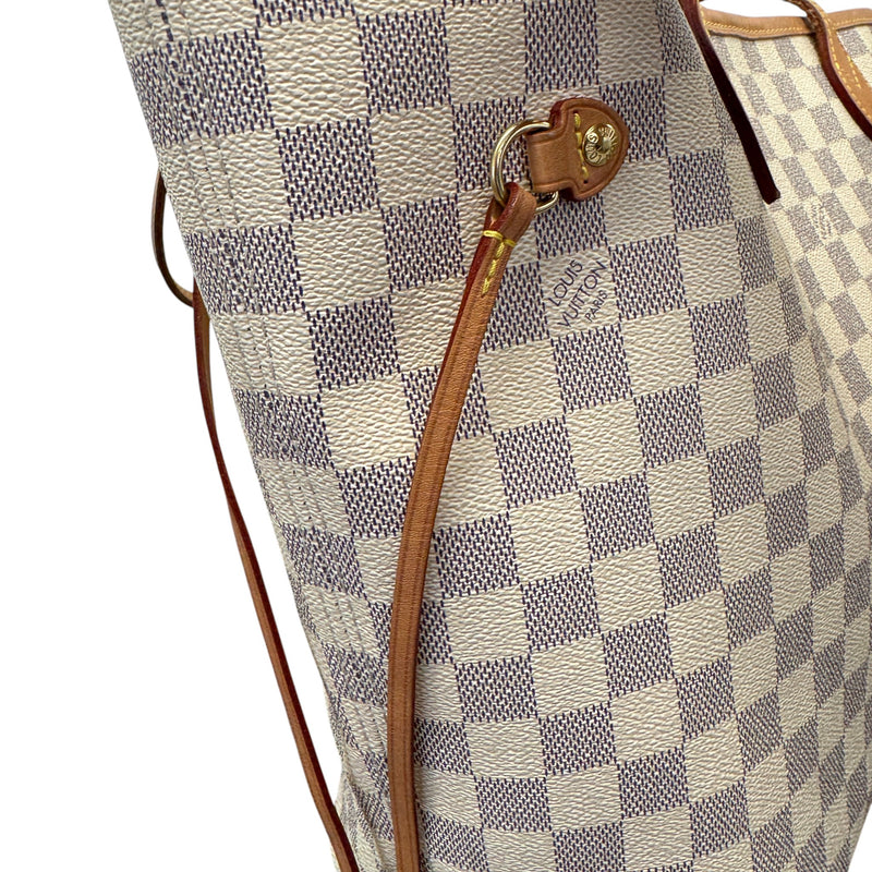 Women's Damier Azur Neverfull MM Handbag White