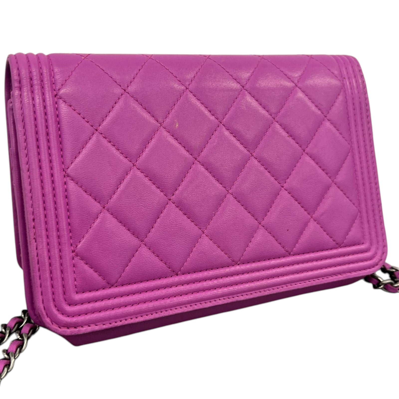 Women's Boy Wallet On Chain WOC Lambskin Bag Purple - Photo 8