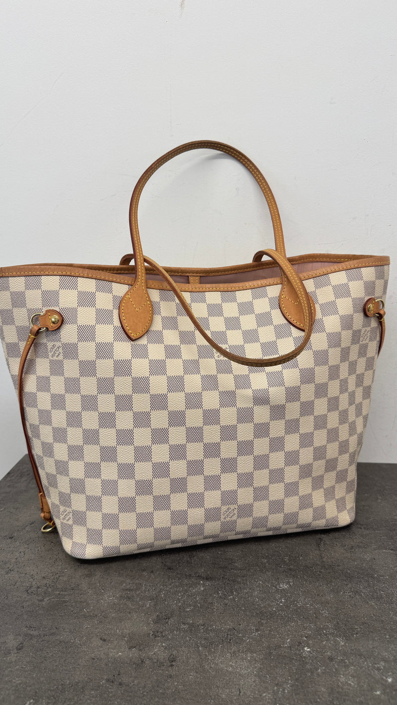 Women's Damier Azur Neverfull MM Handbag White