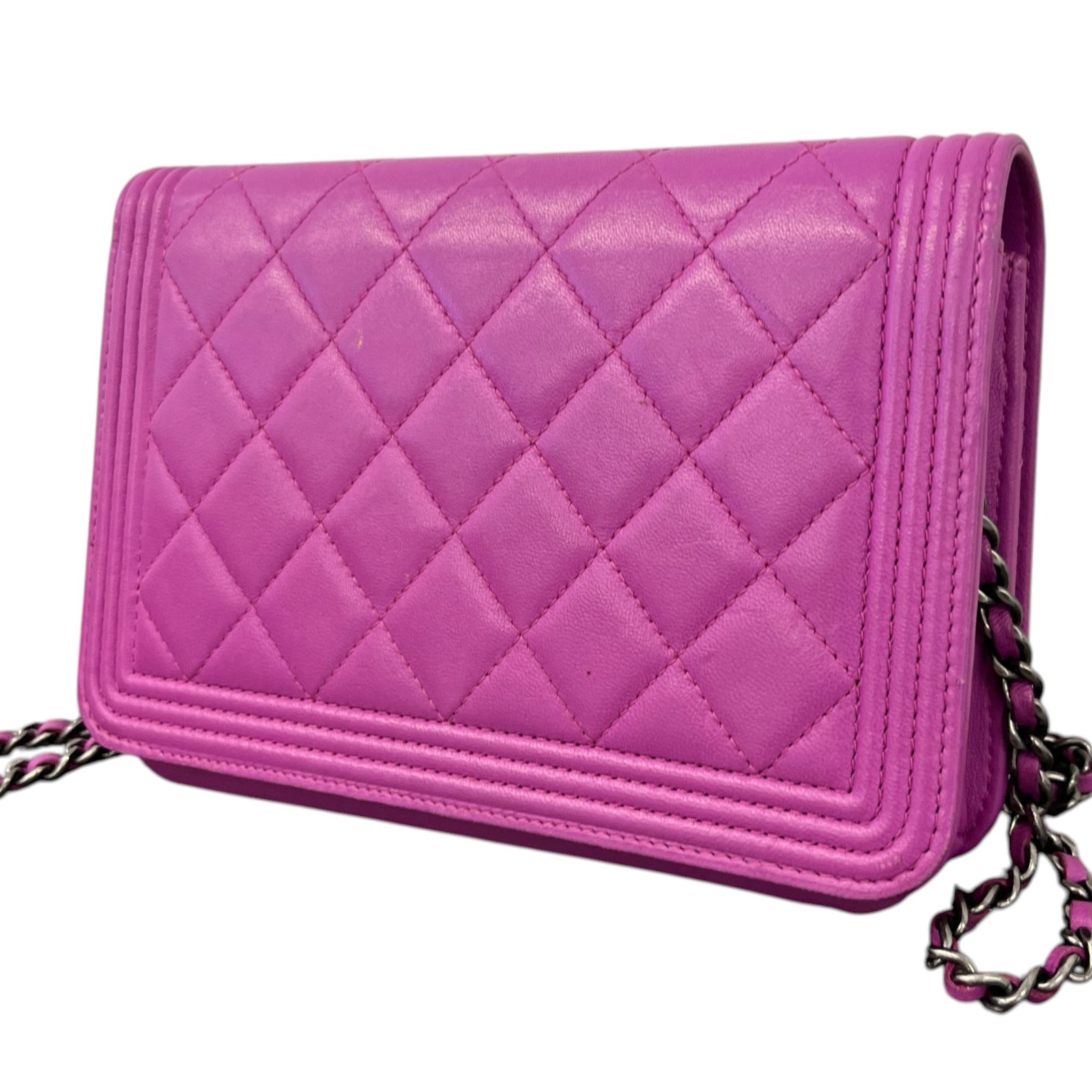 Women's Boy Wallet On Chain WOC Lambskin Bag Purple - Photo 9