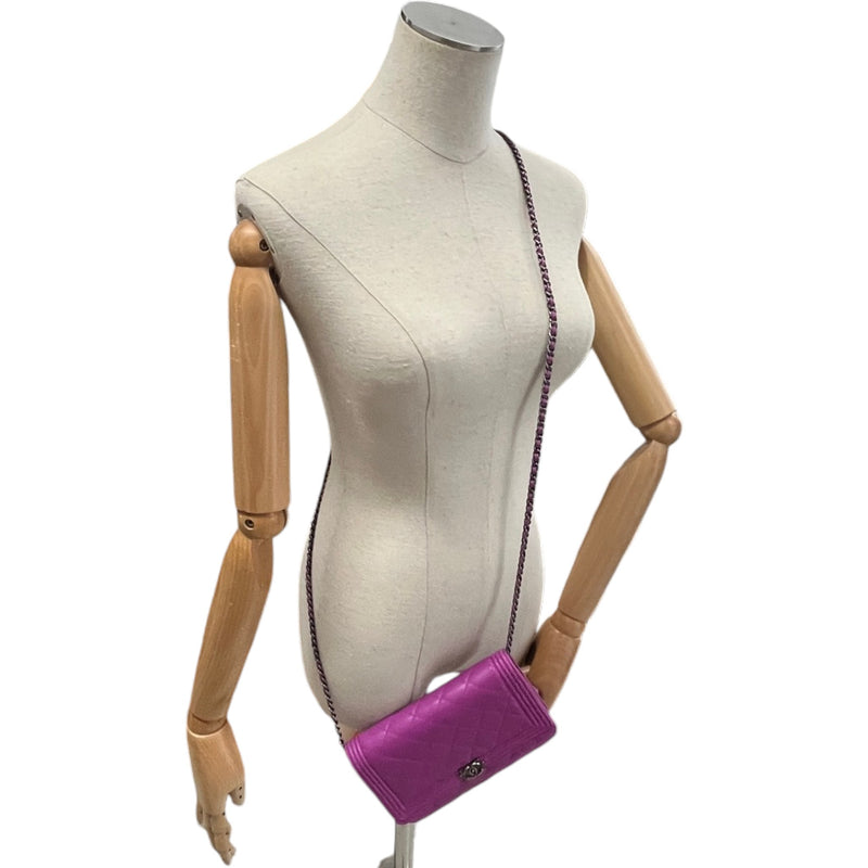 Women's Boy Wallet On Chain WOC Lambskin Bag Purple