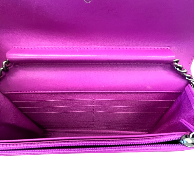 Women's Boy Wallet On Chain WOC Lambskin Bag Purple