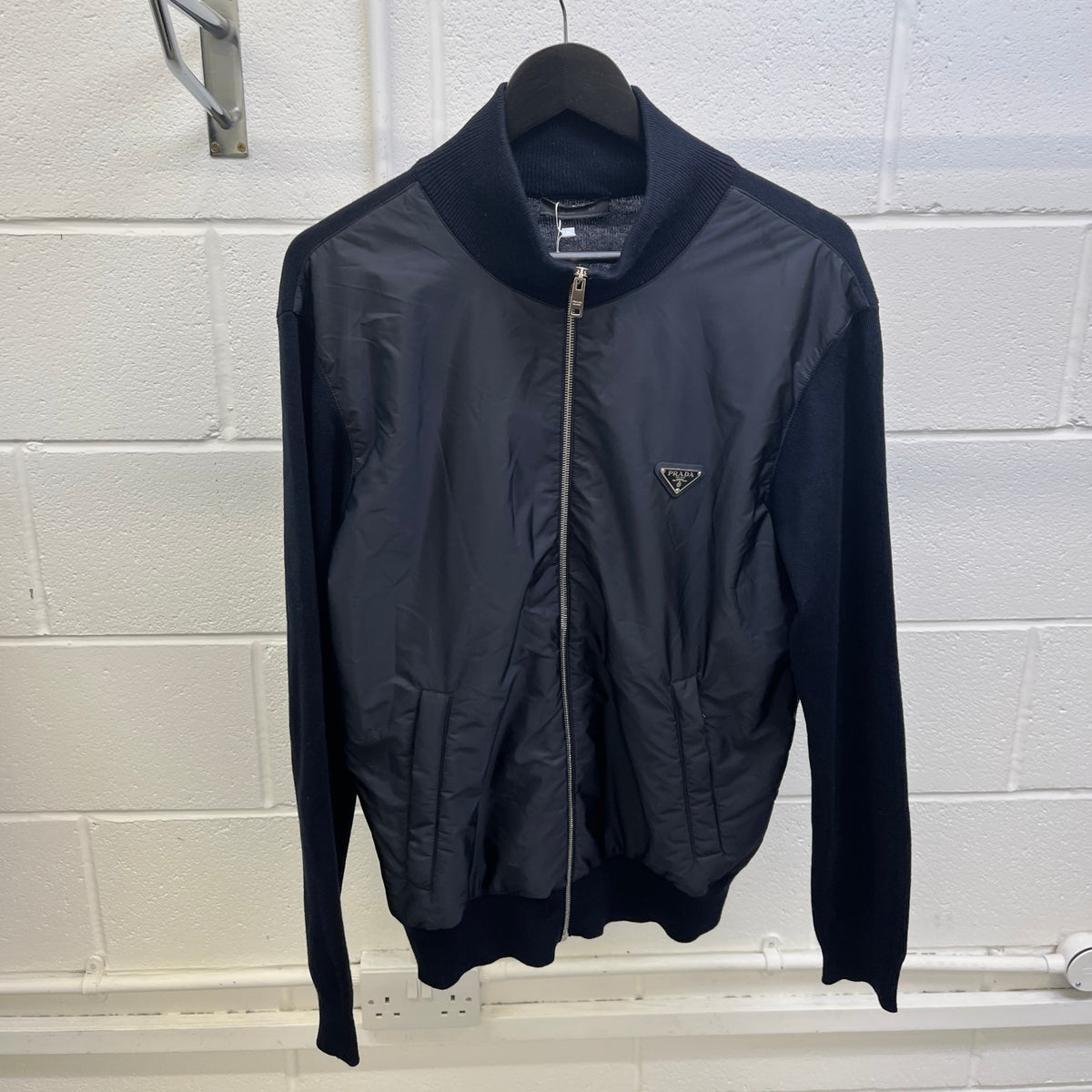 Men's Hybrid Knit Plaque Logo Jacket Navy Size XL - Photo 7