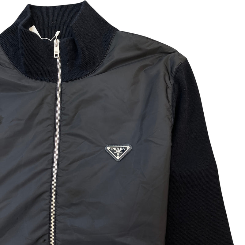 Men's Hybrid Knit Plaque Logo Jacket Navy Size XL
