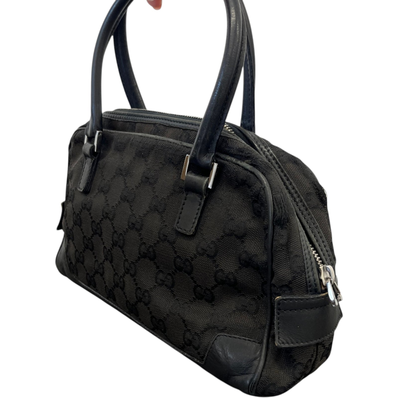 Women's GG Canvas Tote Handbag Black - Photo 9