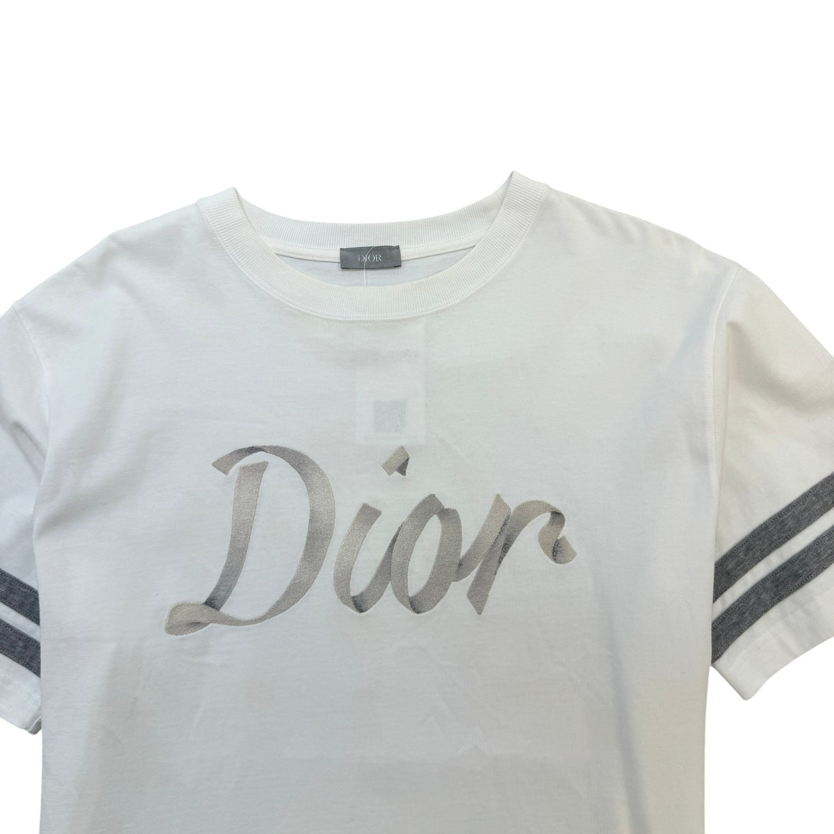 Men's Embroidered Script Logo T-Shirt White Size L - Photo 3
