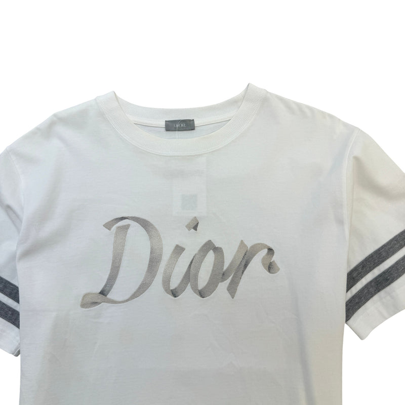 Men's Embroidered Script Logo T-Shirt White Size L