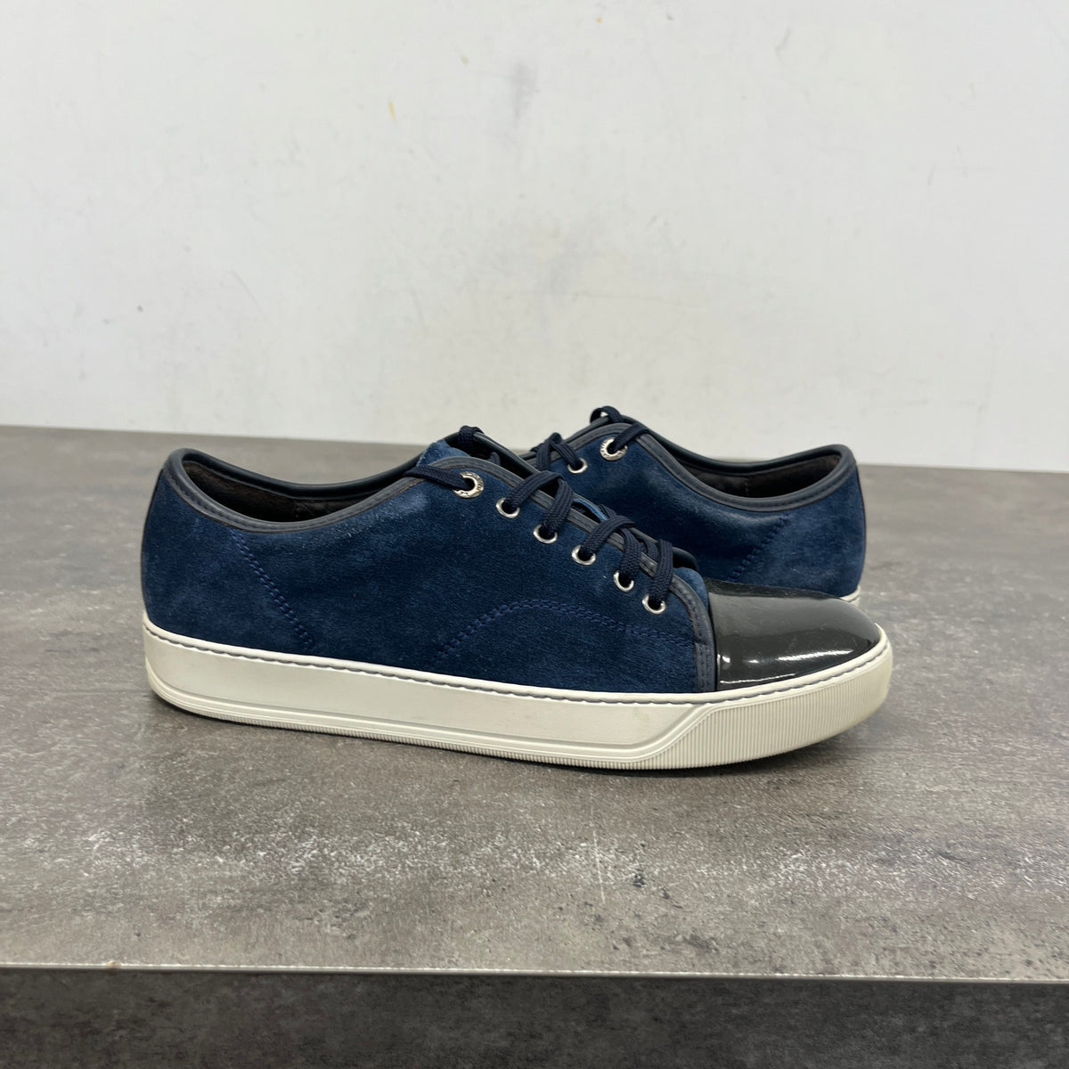Men's DBB1 Patent Leather & Suede Low Trainers Navy Size UK 7 / EU 41 - Photo 12