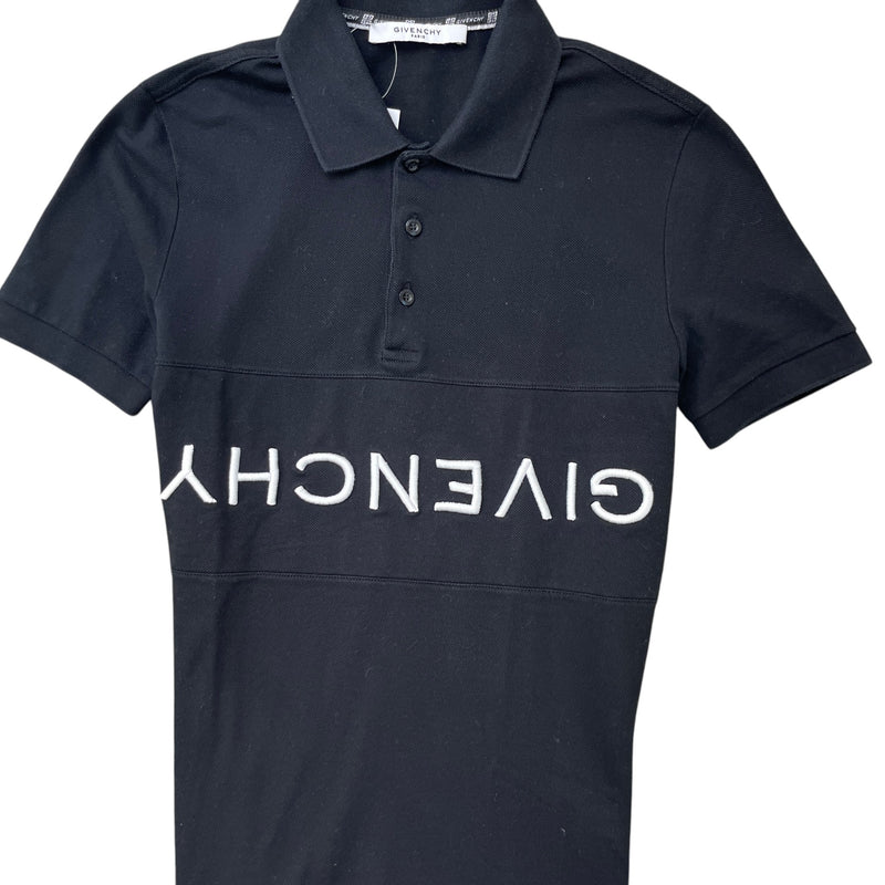 Men's Embroidered Logo Polo Shirt Black Size XS