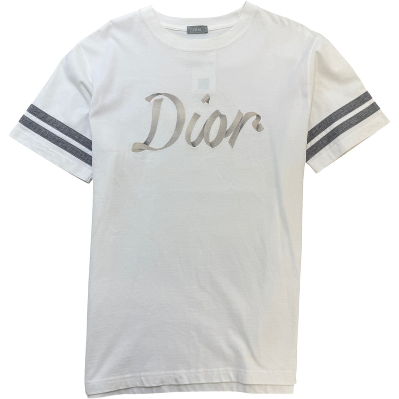 Men's Embroidered Script Logo T-Shirt White Size L