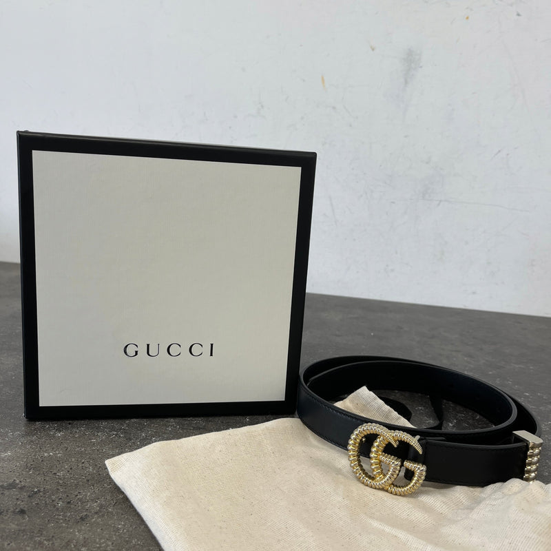 Women's GG Marmont Torchon Belt Black Size W28