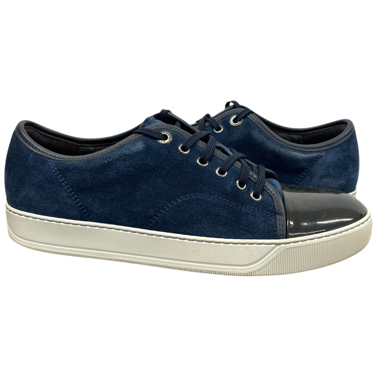 Men's DBB1 Patent Leather & Suede Low Trainers Navy Size UK 7 / EU 41 - Photo 3