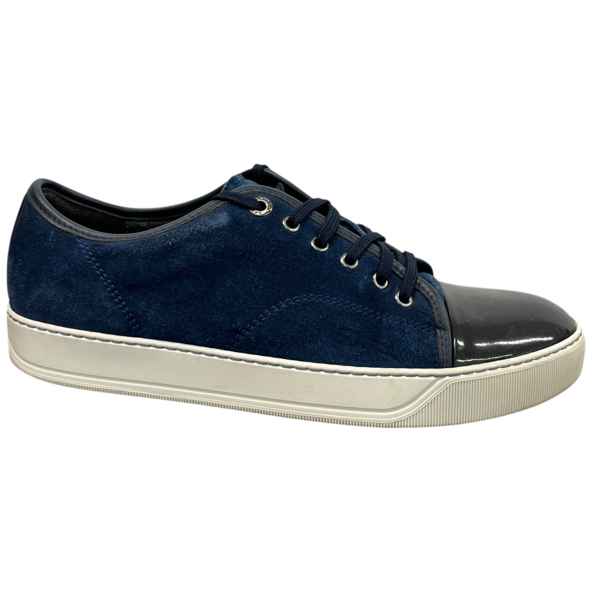 Men's DBB1 Patent Leather & Suede Low Trainers Navy Size UK 7 / EU 41 - Photo 1