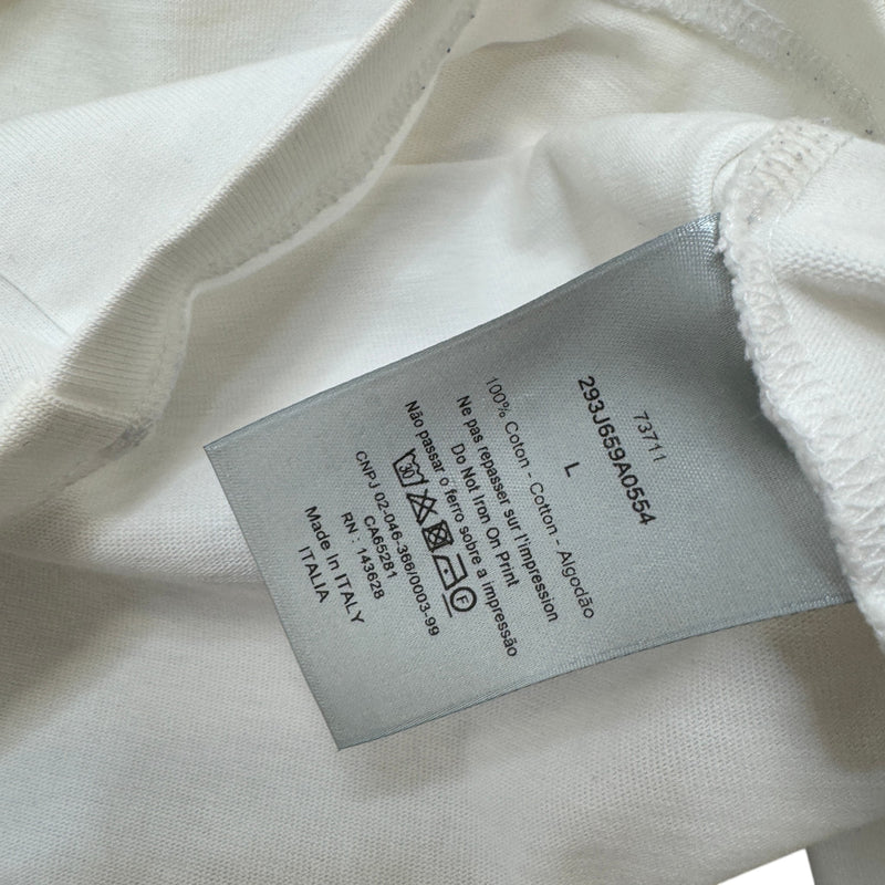 Men's Embroidered Script Logo T-Shirt White Size L