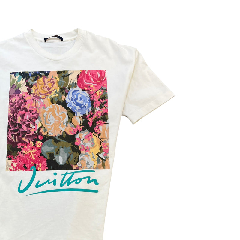 Men's LV Flower Tapestry Print T-Shirt White Size M