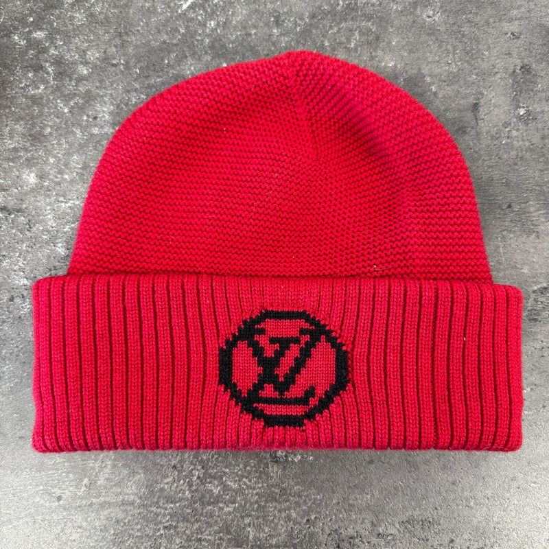 Men's Lv Wool Knit Hat Red