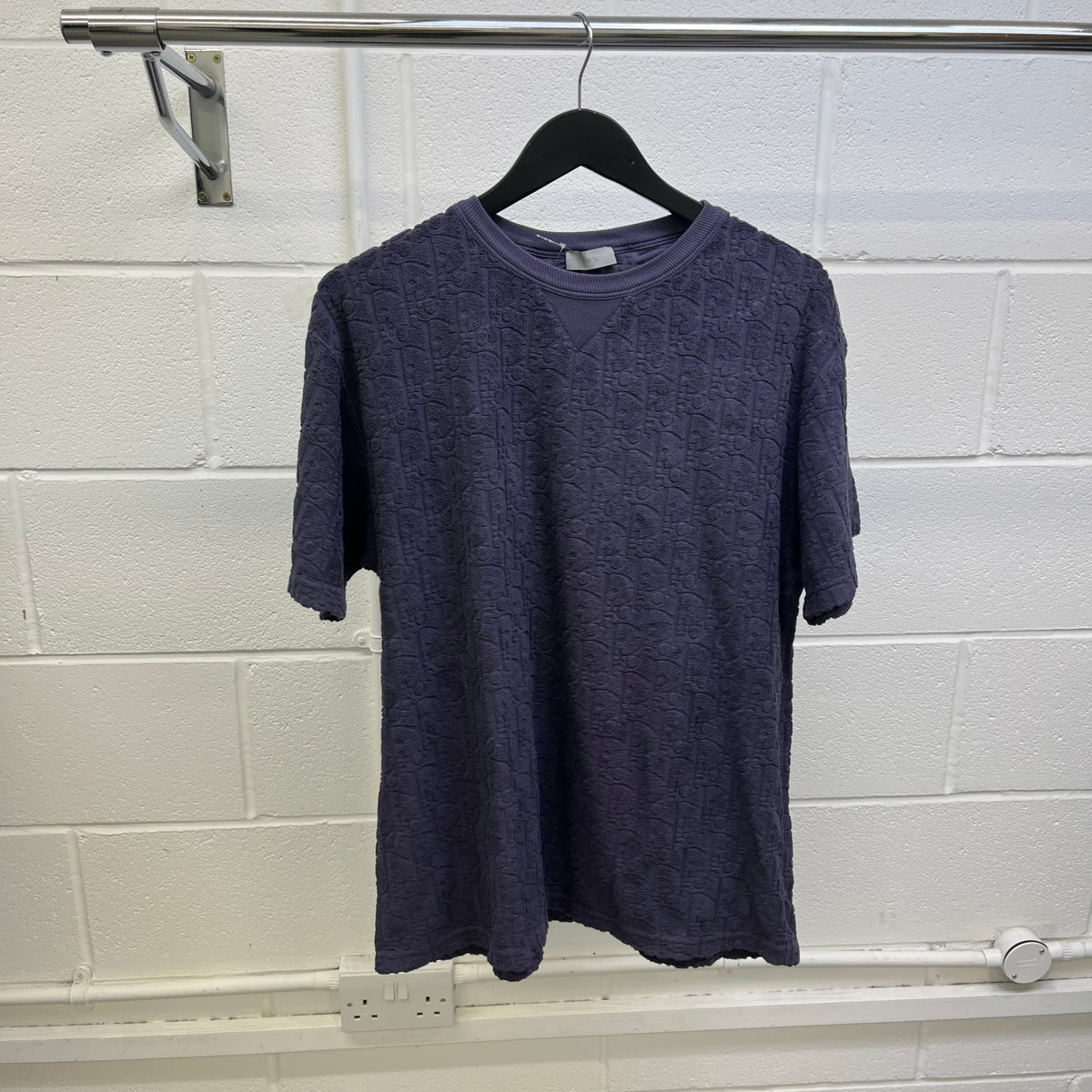 Men's Oblique Towelling T-Shirt Navy Size L - Photo 7