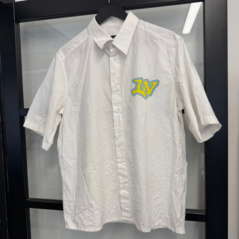 Men's Graphic Logo Short Sleeve Shirt White Size M