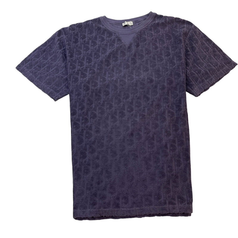 Men's Oblique Towelling T-Shirt Navy Size L