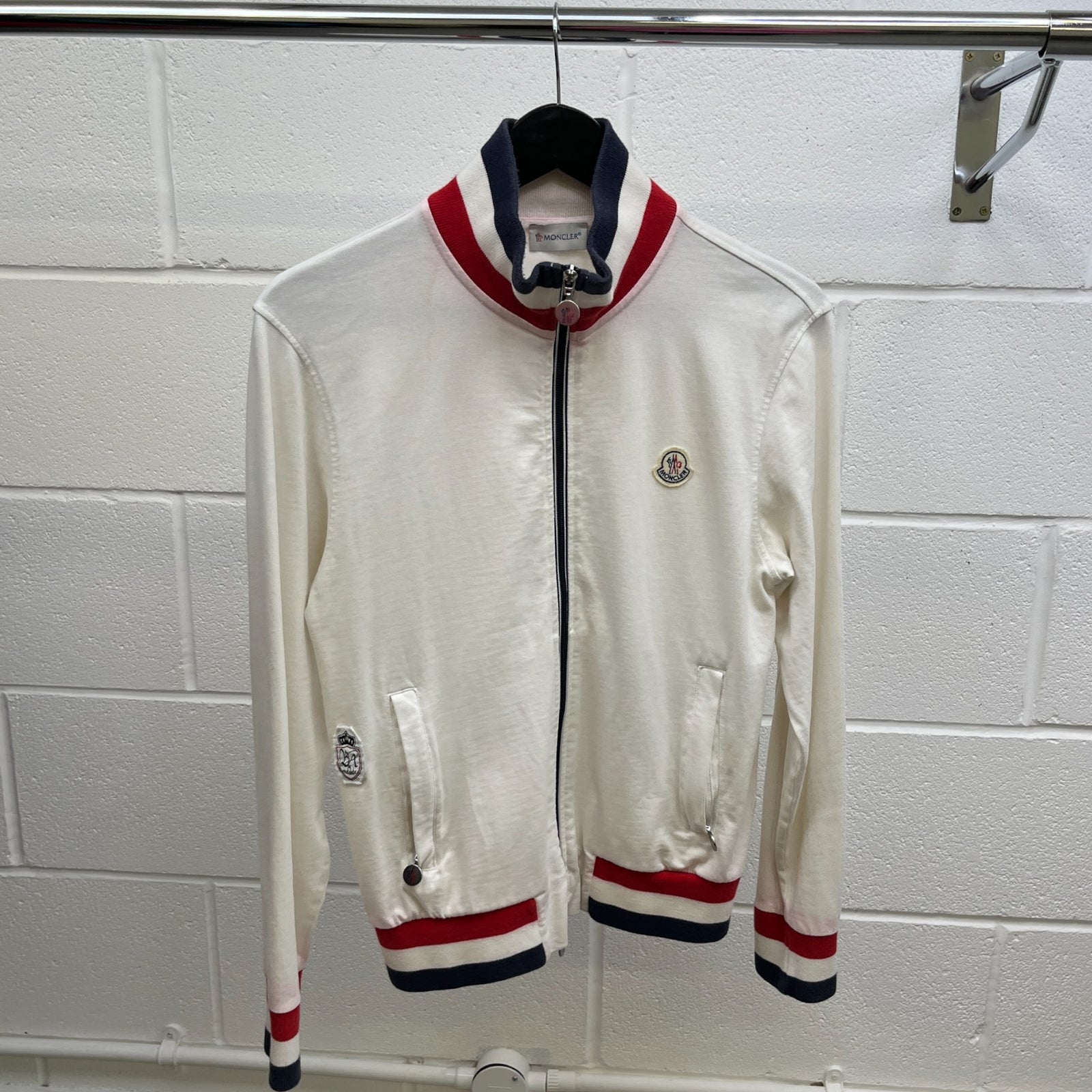 Men's Tricolor Stripe Jacket White Size S - Photo 10