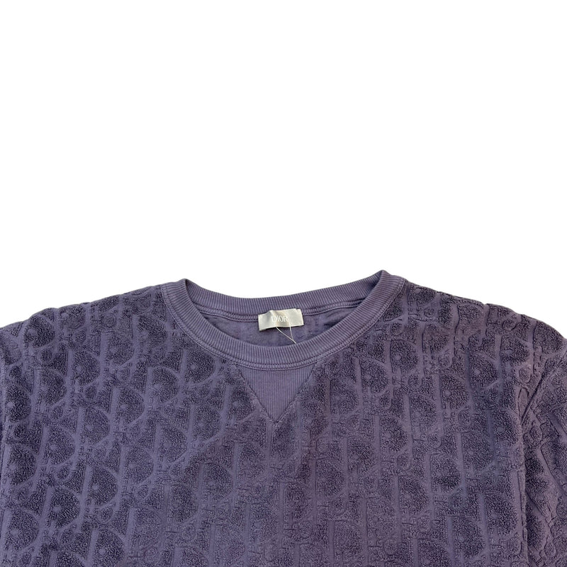 Men's Oblique Towelling T-Shirt Navy Size L