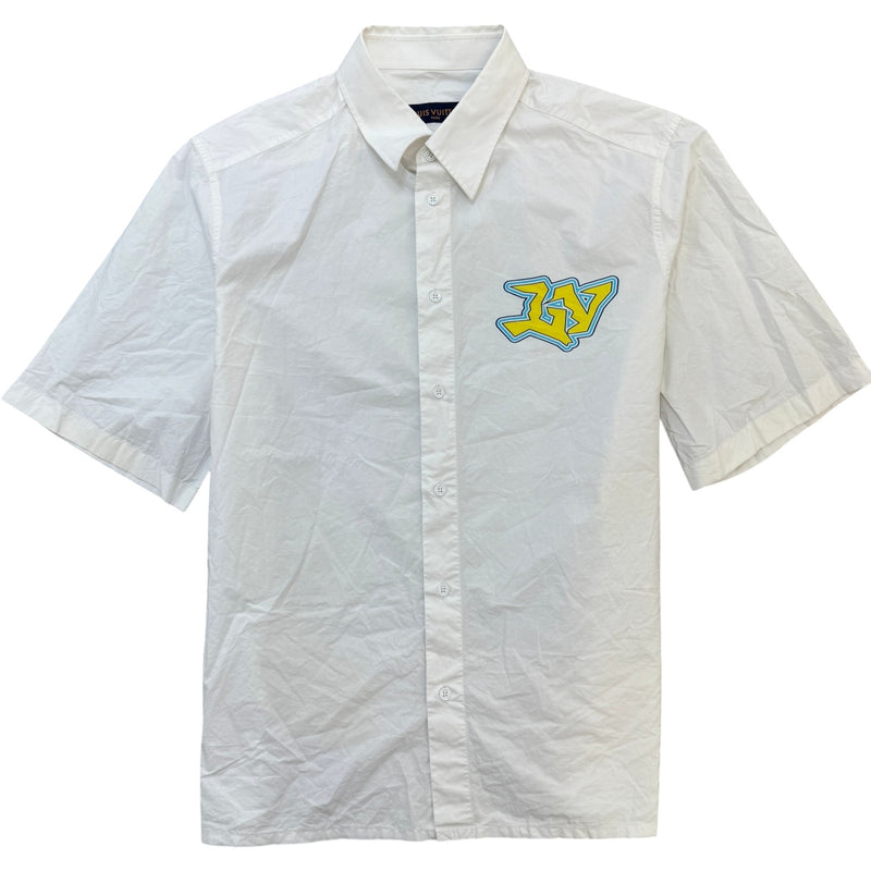 Men's Graphic Logo Short Sleeve Shirt White Size M