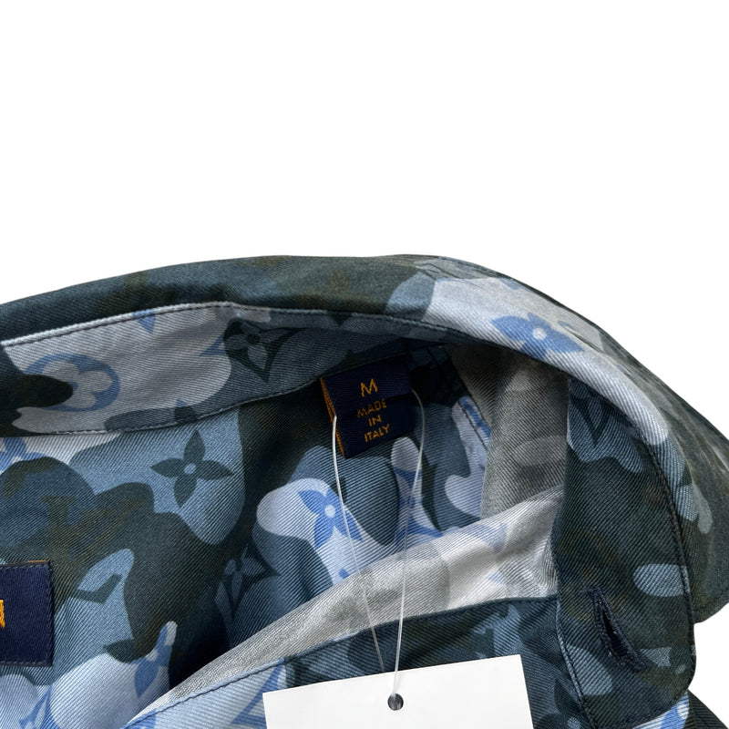 Men's Camo Monogram Shirt Blue Size M