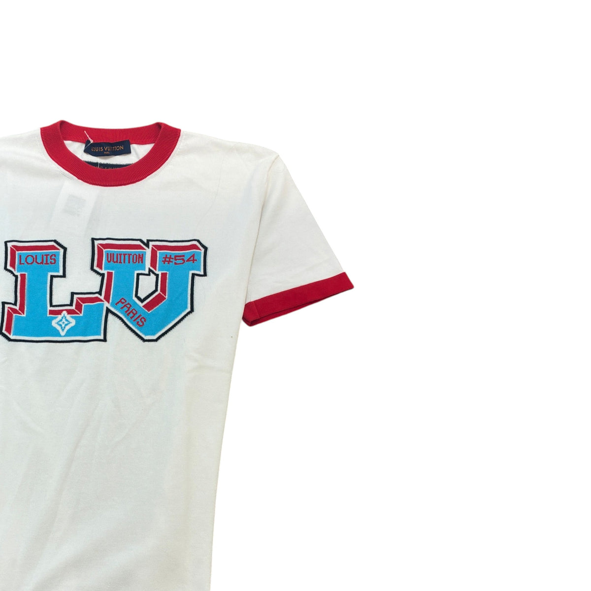 Men's Intarsia Graphic Knit T-Shirt White Size M - Photo 3