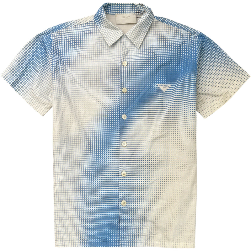 Men's Pixel Triangle Logo Short Sleeve Shirt Blue Size XL