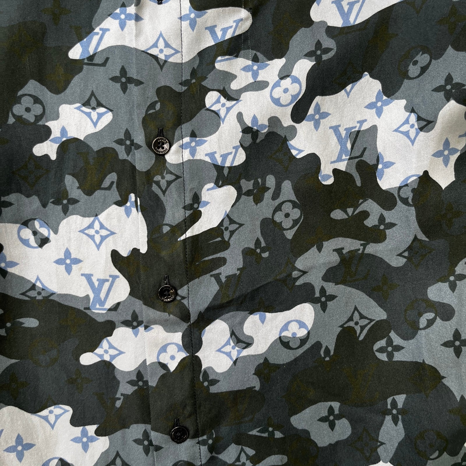 Men's Camo Monogram Shirt Blue Size M - Photo 7