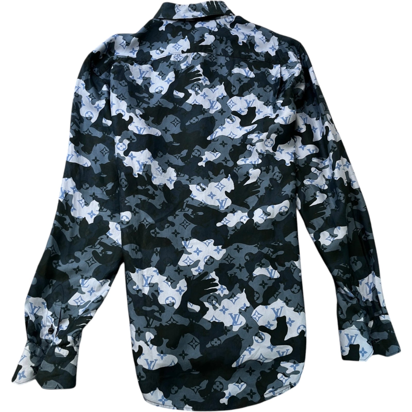 Men's Camo Monogram Shirt Blue Size M - Photo 2