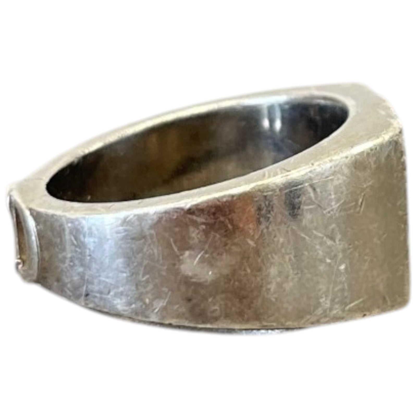 Men's Oblique Signet Ring Silver Size S - Photo 3