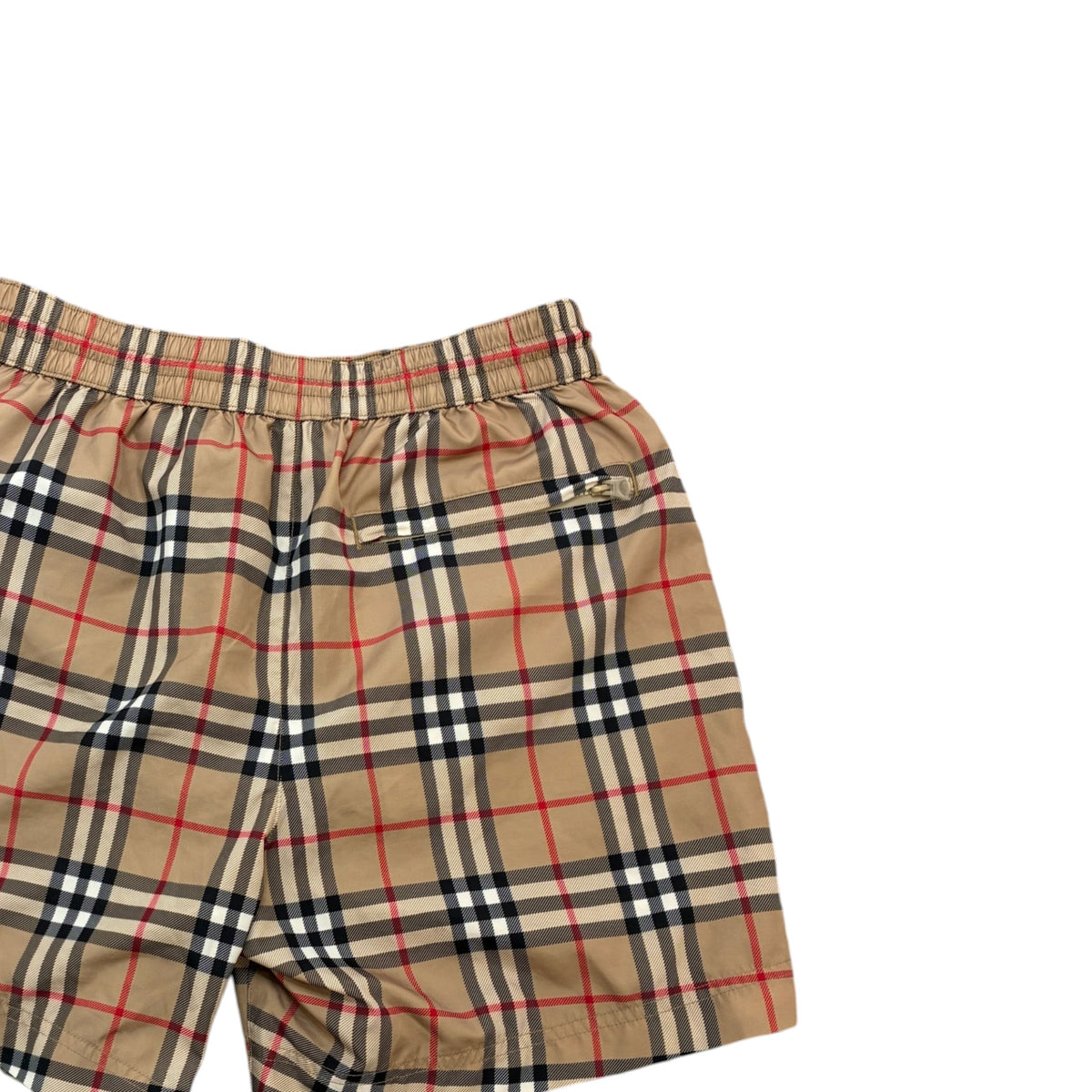 Men's Check Nylon Swim Shorts Beige Size XS / W28 - Photo 4