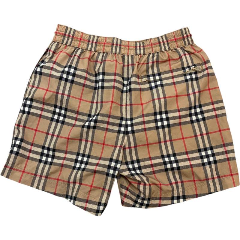 Men's Check Nylon Swim Shorts Beige Size XS / W28