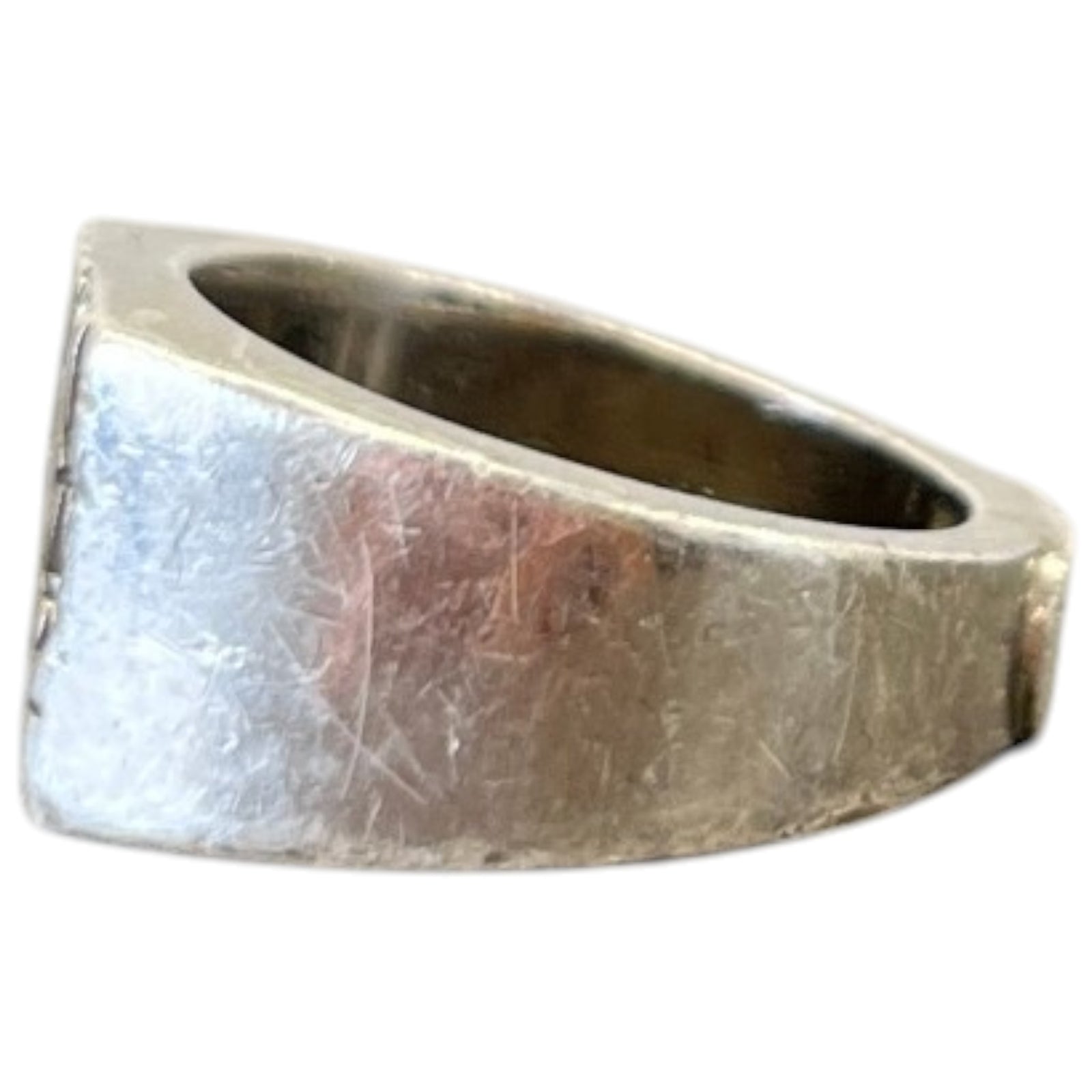 Men's Oblique Signet Ring Silver Size S - Photo 5