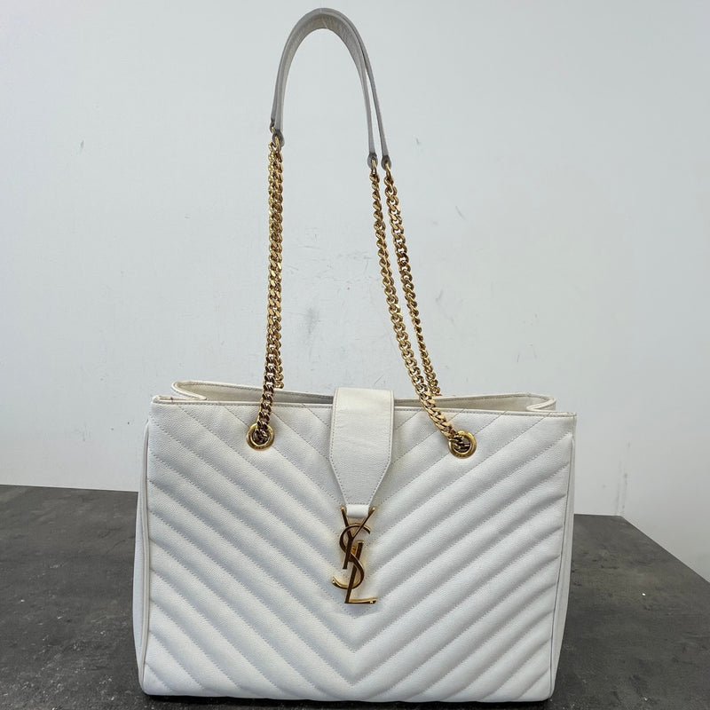 Women's Chevron Tote Bag White