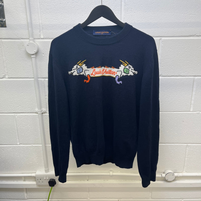 Men's X Nigo Intarsia Jacquard Dragon Sweatshirt Navy Size M