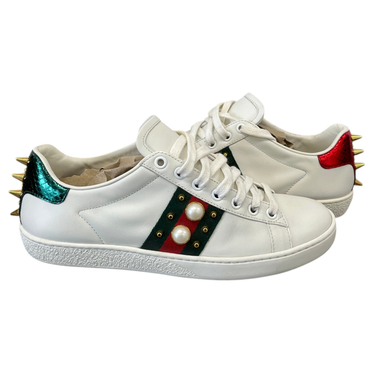 Women's Embellished Ace Low Trainers White Size UK 4 / EU 37 - Photo 3
