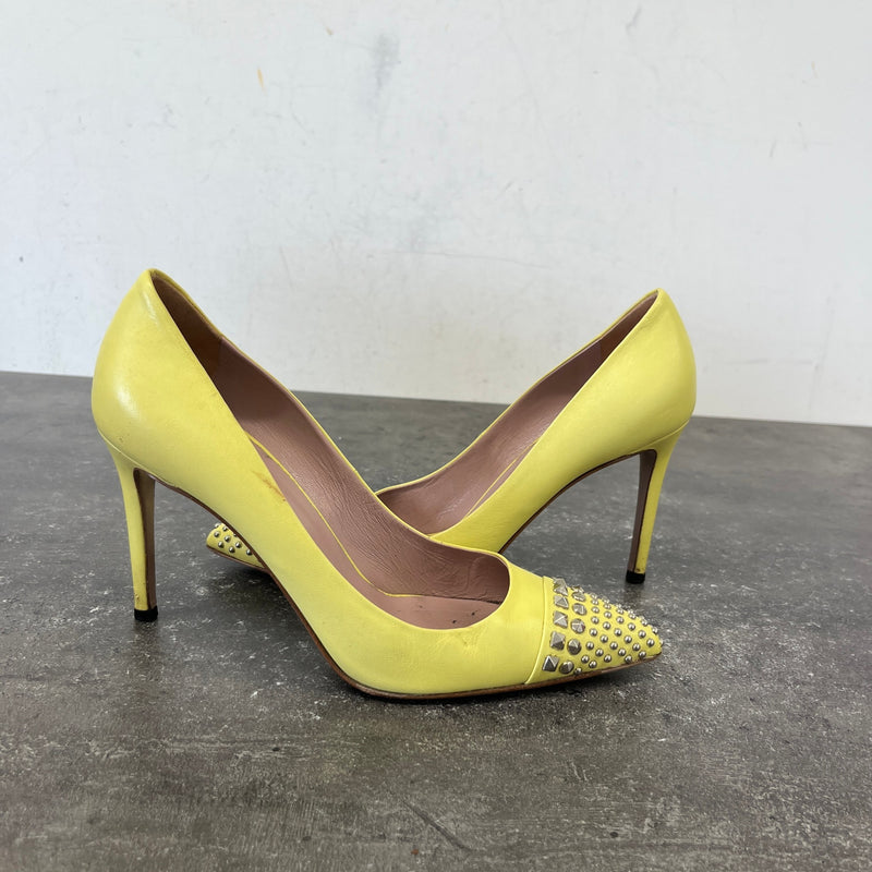 Women's Studded Heels Yellow Size UK 5 / EU 38