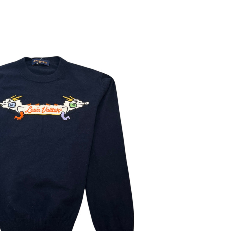 Men's X Nigo Intarsia Jacquard Dragon Sweatshirt Navy Size M